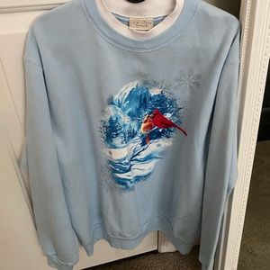 christmas vibe crew neck. light blue. super comfortable